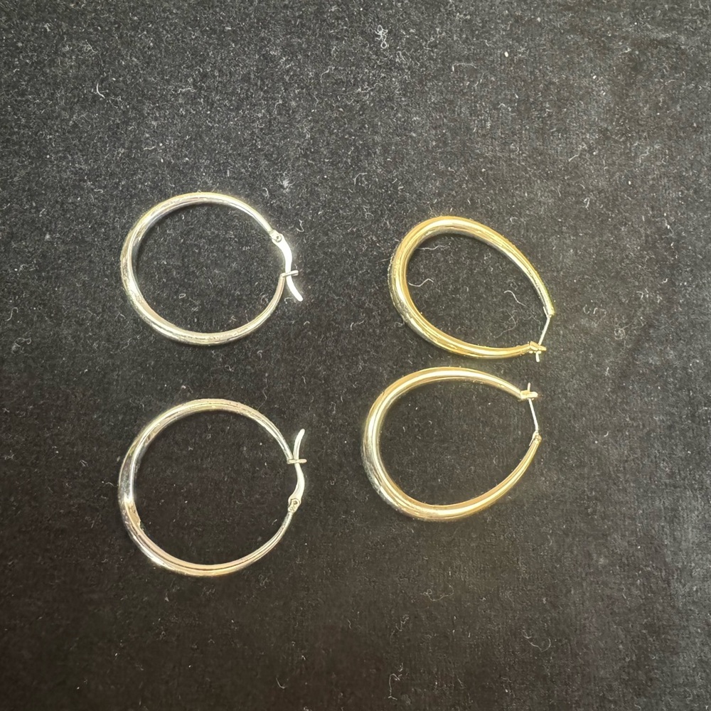 Elegant Silver and Gold Hoop Earrings Set